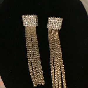 5 1/2” Rhinestone and gold chain earrings